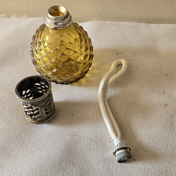 Art Glass Catalytic Effusion Fragrance Oil Diffuser Lamp Brown Swirls Gold Cap - Picture 10 of 10